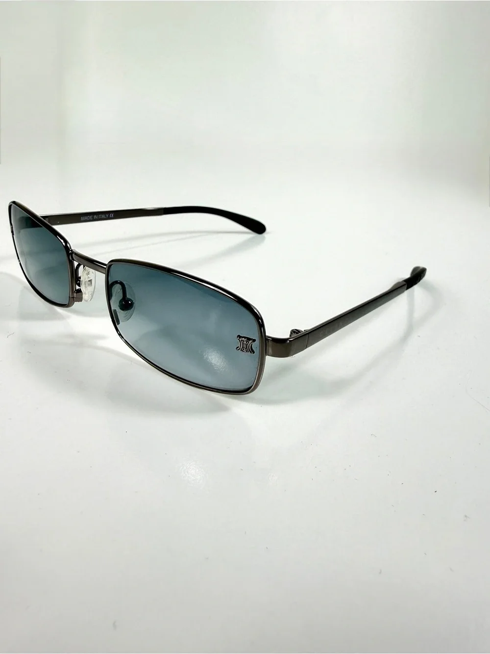 Celine SC1019 568 Vtg Sunglasses Gunmetal Rectangle Triomphe Y2K Deadstock Set